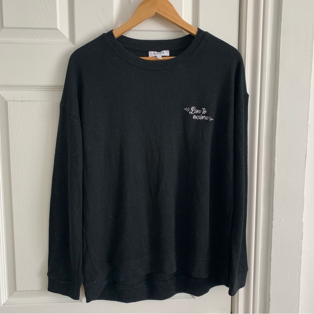 My Style Black Knit Sweater “Live to Explore”
